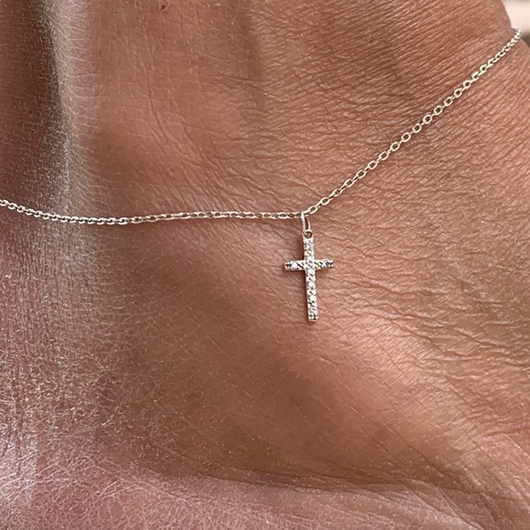 Sterling Silver Cross Ankle Bracelet - Picture 3 of 10